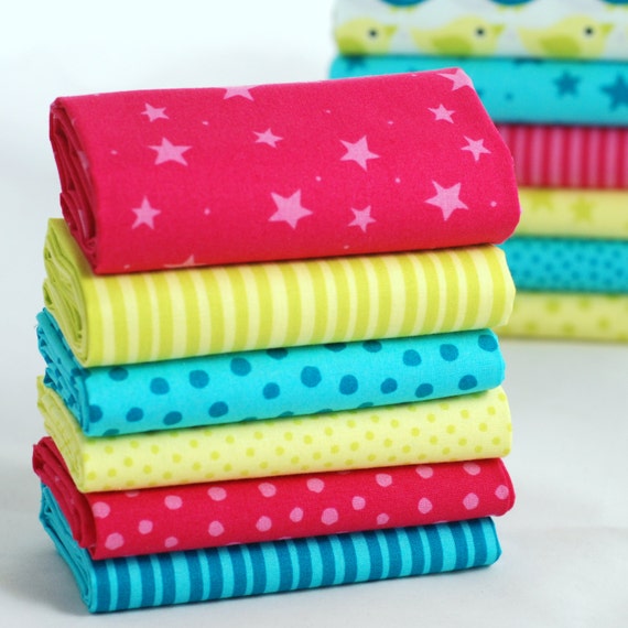 Organic Baby Safe 6 Fat Quarter Fabric Bundle 100 organic