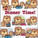 Dog Clipart - Animal Clipart - Puppy Clipart - Piper and Polly Dinner Time - Kids Clipart - Commercial Use