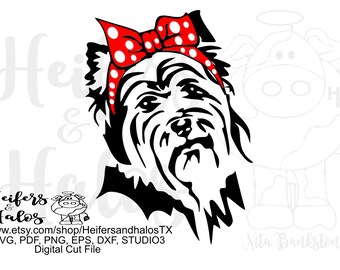 Bandana yorkie dog digital file, digital cut file, printable, sublimation, svg, pdf, png, eps, dxf, silhouette, cricut, t-shirt design