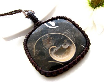 Macrame necklace, Septarian Necklace, Geode, Septarian Fossil, OOAK, Mens necklace, mans necklace, for her, Healing stones and crystals