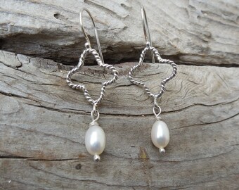 Pearl earrings handmade in sterling silver