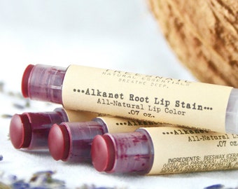 Alkanet Root Tinted Lip Balm / Organic Lip Gloss / Red Lip Tint / Natural Makeup / Treesnail / Organic Lip Balm / Natural Lip Gloss