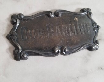 Rare 1900s Bronze Infant Coffin Plaque FREE SHIP