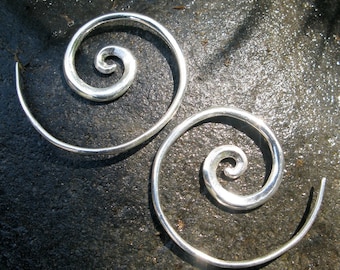 Spiral Earrings - Sterling Silver - Small Hoop Earrings - Minimalist Jewelry - Bestselling Earrings - Gift For Her - 1.25" Hoop (S36)