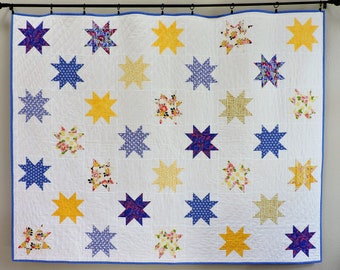 Handmade quilt for sale, twin quilt, Star quilt, patchwork quilt