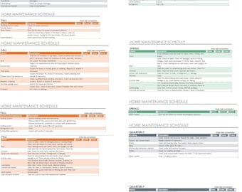 Home maintenance schedule and task list 2018 , excel planner , task list, Instant Download Template
