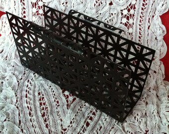 A Black Metal Lattice/Mesh Style Napkin/Letter Holder