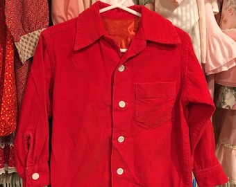 Red Corduroy Shirt 3/4T
