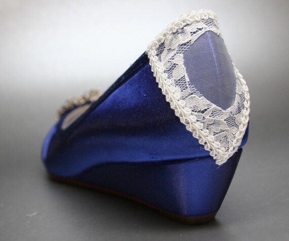 blue wedge wedding shoes