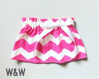 Pink Chevron Skirt, Bright Pink Chevron Skirt, Handmade Girl's Skirt, Thick Pink Chevron, Newborn Baby to Toddler Girl