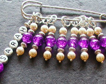 Knitting Stitch Markers Set of Nine Kilt Pin Personalised Stitch Markers Any Name Any Word