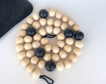 Wood garland black / minimalist home decor / black beaded garland