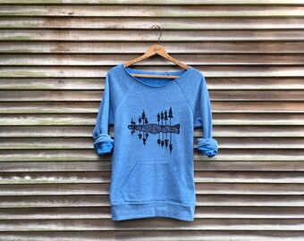 West Coast Sweater, Lake Tahoe, Camping Shirt, Hiking Top, Yoga Top, S,M,L,XL