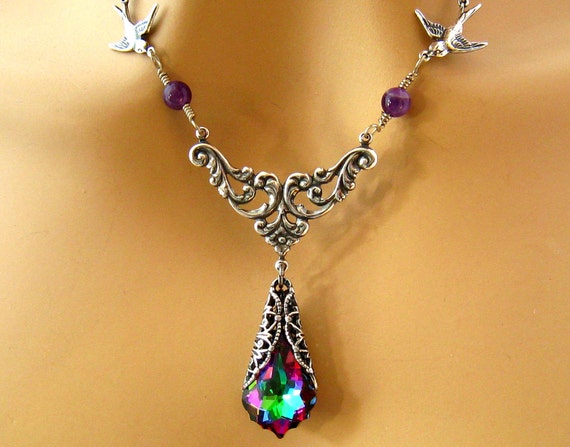 Art Nouveau Purple Bridesmaids Necklace Baroque Swarovski