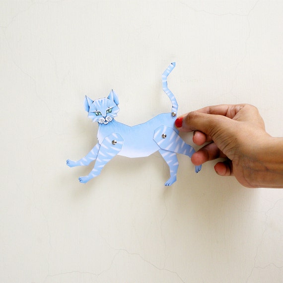 DIY paper cat articulated doll printable cat toy colorful DIY paper cat articulated doll printable cat toy colorful