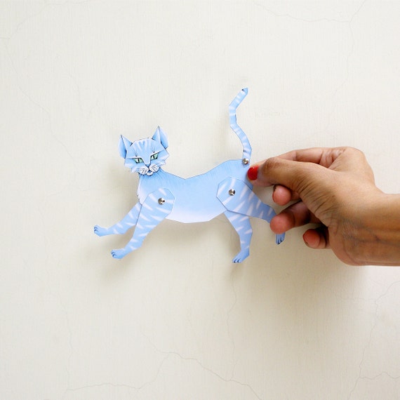 DIY paper cat  articulated  doll printable cat  toy colorful