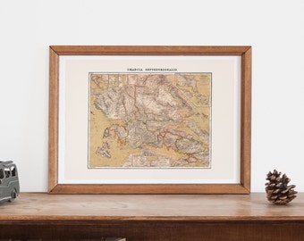 GREECE MAP - Map of Greece, Historical Greek Map, Antique Map Wall Art, Professional Reproduction