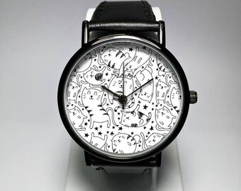 Cat Watch. Cat Lover Gift. Cat Jewelry. Cat Gifts. Womens Watch. Cute. Pet Lover Gift. Mens Watch. Unique. Birthday Gift. Minimalist.