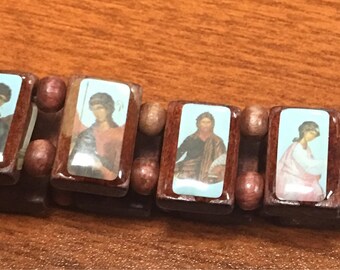 Wooden Christian Icon Bracelet
