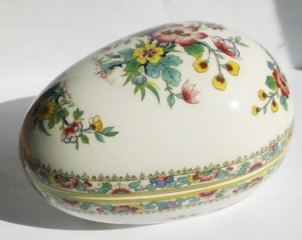 Coalport Ming Rose, England, Egg Shaped Trinket Box
