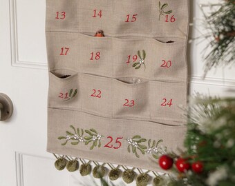 Embroidered Mistletoe Advent Calender