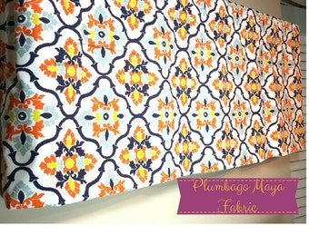 Window Valance - Curtain Valance - Window Topper - Lined Window Valance - Custom Home Decor - Choose Size and Fabric Blue Yellow Orange