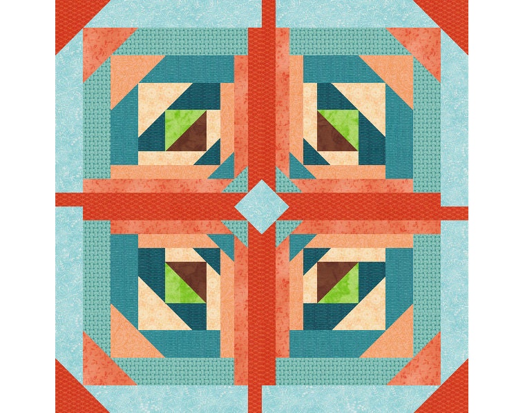 Logging On Paper Pieced Quilt Block Pattern log cabin quilt