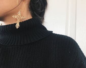 Cross Hoop Earrings|| Gold Earrings|| Cross Earrings | Hoop Earrings || Gold Hoop Earrings || Cross Earrings|| Silver Cross Earrings