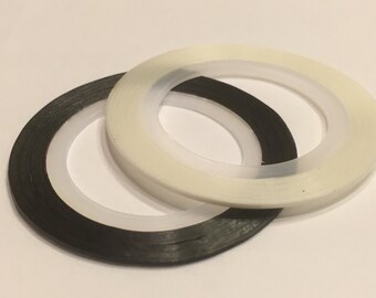 Halloween colors black and white nail art striping tape, 1 mm (S3)