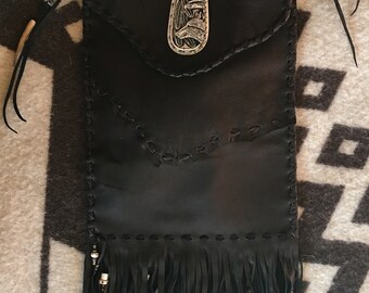 Handmade Black deerskin Bag