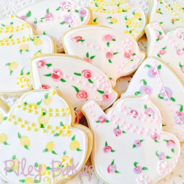 Custom Decorated Tea Party Sugar Cookies Tea