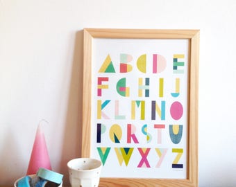 ABC Alphabet Poster for kids room - Alphabet poster for children, baby decor- letters posters - art print for kids - kids decor alphabet