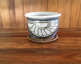 Midcentury Studio Pottery Stoneware Signed 70's Planter