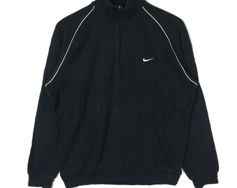 Rare!! NIKE Sweatshirt Small Logo Half Zipper Black Colour Large Size