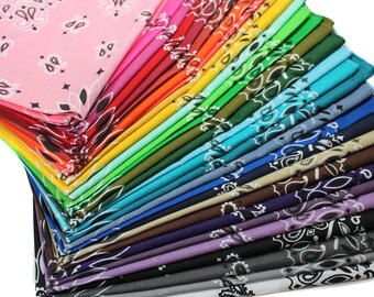 Bandana Set, Rainbow Bandanna, Hav-a-Hank Multicolor Bandanna, Cotton, 22 x 22 Inch Paisley Bandanna, Assorted Colors, Bulk Handkerchief