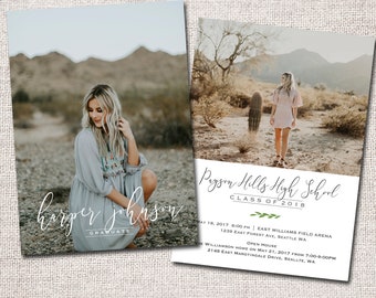 Graduation Announcement, Graduation Invitation, Photo, Graduation Announcement, Graduation Party invitation: PRINTABLE (Harper grad invite)