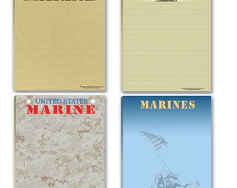 Marine Corps Notepads - 4 Assorted USMC Note Pads - Military - Armed Forces - Semper Fi - 629