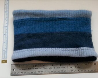Neckwarmer, Cashmere Neck warmer, Gaiter, Upcycled Shades of Blue