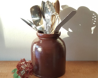 Utensil Crock Salt Glazed Stoneware Crock