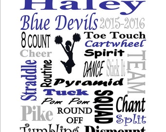 Personalized Custom Printable Cheerleader Cheer Name Subway Art Sign Gift Copy
