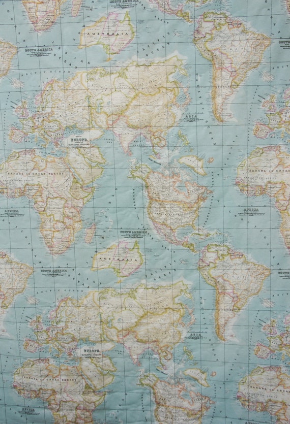 world map fabric craft fabric america africa europe asia half a yard from joorcreates on etsy studio
