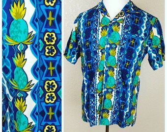 Sale *** MEMORIAL DAY SALE Vintage Pineapple Tropicana Tiki Hawaiian Shirt