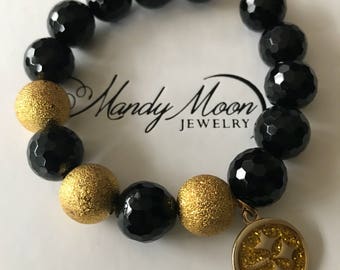 Pittsburg Steelers beaded charm bracelet