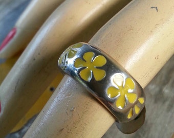 Hibiscis ring, frangipani,surfer ring, Hawaiian,flower, sterling silver ring, boho,hand made, surf wedding band,