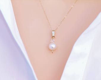 Wedding Jewelry, Jewelry, Pearls, Matron of Honor gift, Bridesmaids gift, Freshwater Pearl, 14KY gold fill chain, FREE Doemstic Shipping