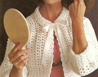 PDF Crochet Pattern Lady's Bed Cape/Jacket 1960's Instant Download