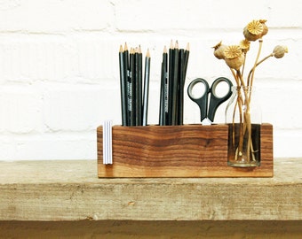 Pen Holder, Wood Desk Organizer. Wooden Pencil Holder, Wood Desk Storage, Desk Organizer, Office Organization.