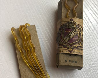 Boxed set of 5 Vintage Plastic Tortoise Hair Picks