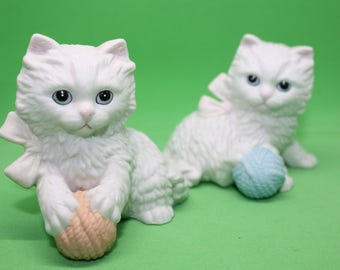2 Bisque Kittens made by Homco - Vintage