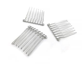 10 Metal Hair Comb Blank, 8 Teeth, Bridal, Wedding, DIY Hair Accessory, RN